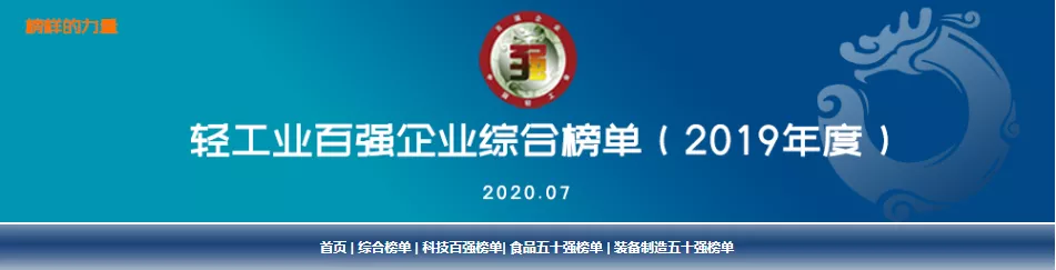 圣奧上榜2019年度中國(guó)輕工業(yè)百?gòu)?qiáng)企業(yè)