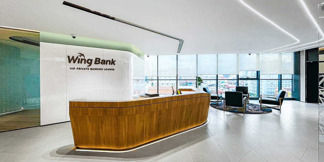 圣奧為柬埔寨翼銀行(Wing Bank)打造的接待空間實拍圖